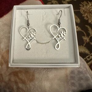Stainless Steel Faith Heart Christian Pendant Earrings